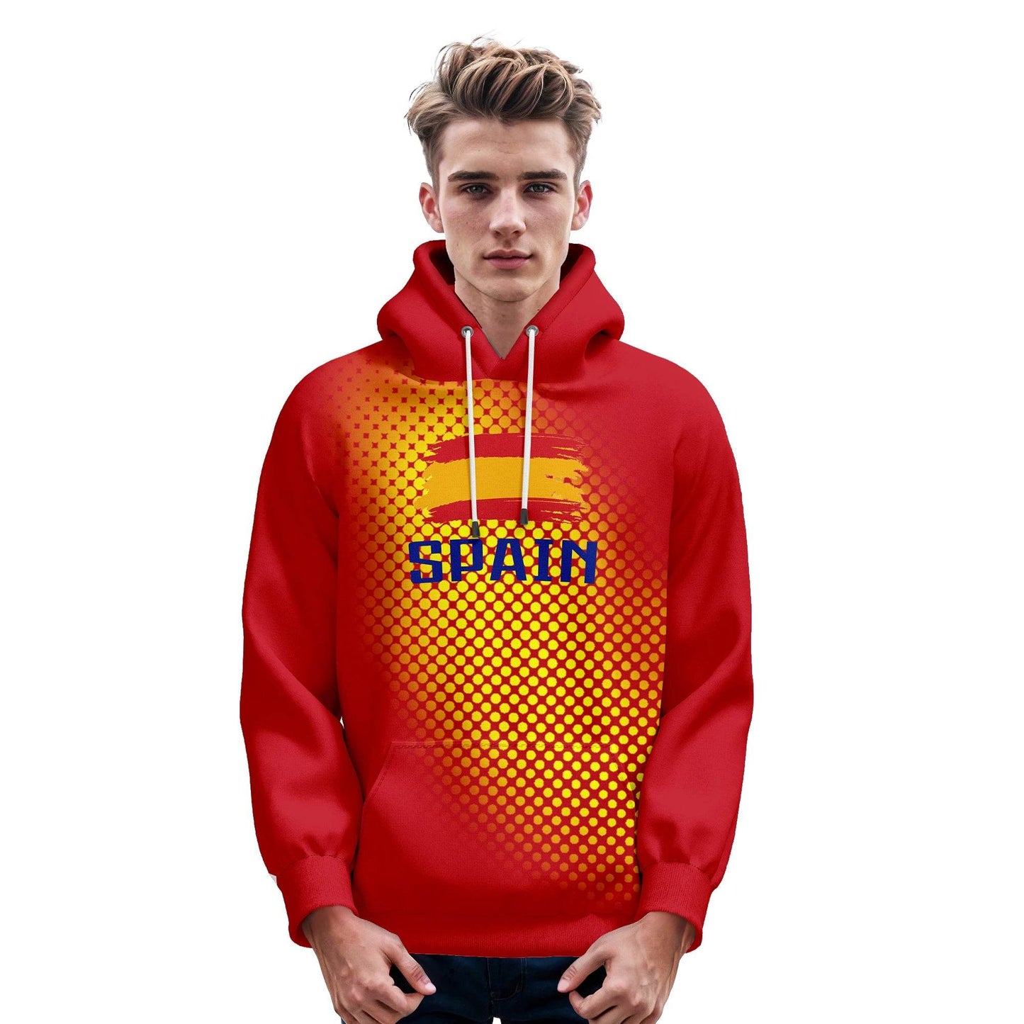 Personalized 3D Printed Spain Soccer Hoodie for All Ages - Custom Name & Number Pullover Sweatshirt for Football Fans - ToylandEU