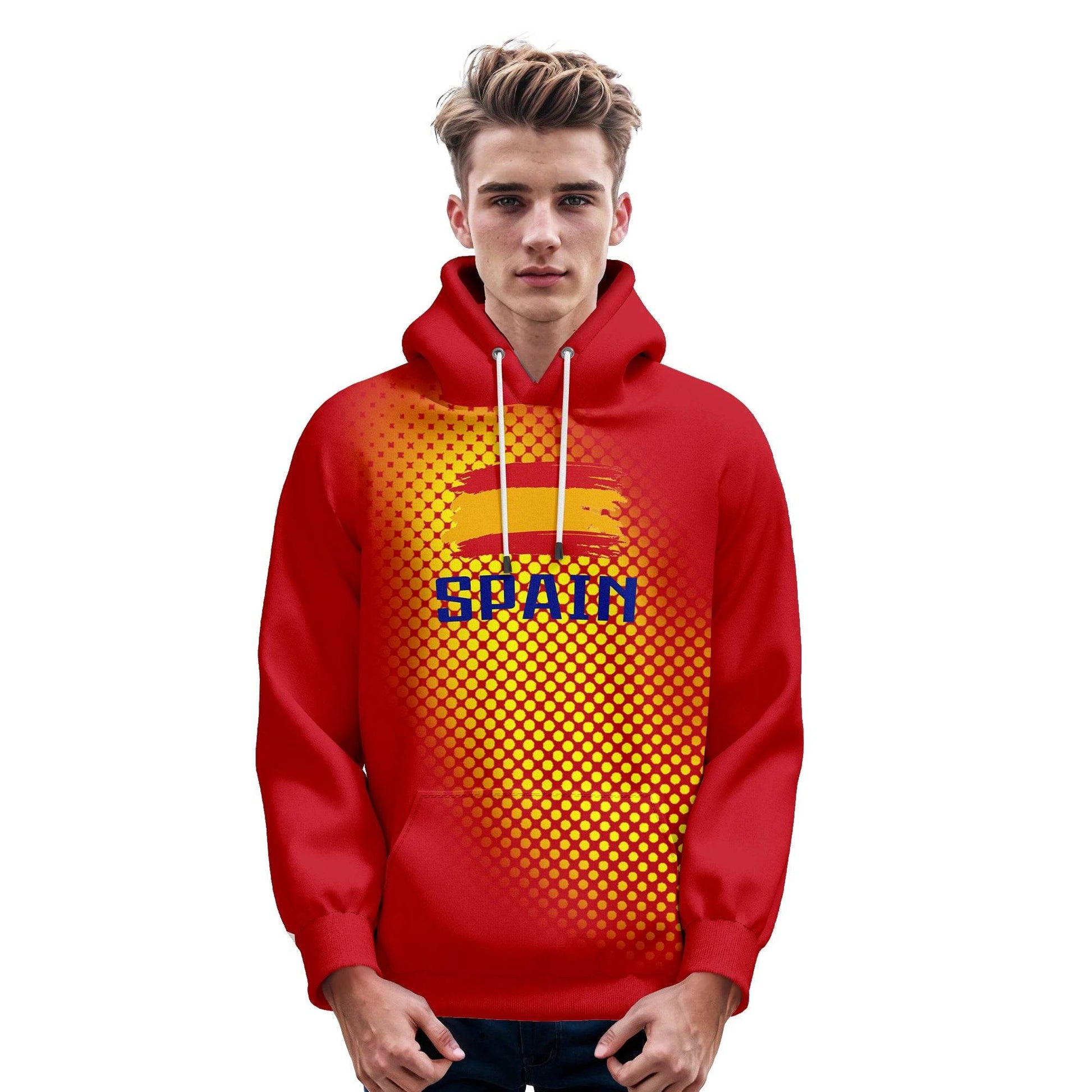 Personalized 3D Printed Spain Soccer Hoodie for All Ages - Custom Name & Number Pullover Sweatshirt for Football Fans - ToylandEU