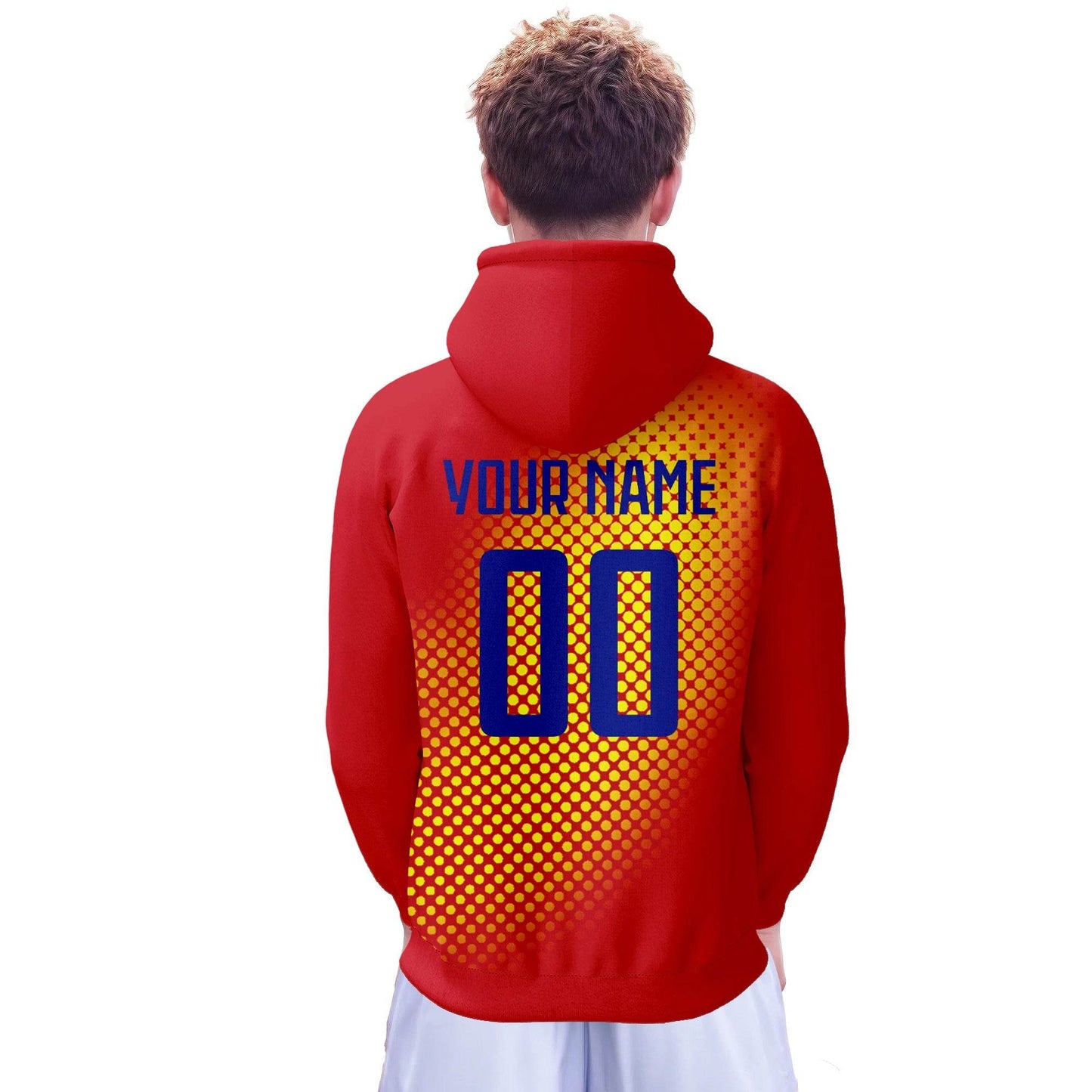 Personalized 3D Printed Spain Soccer Hoodie for All Ages - Custom Name & Number Pullover Sweatshirt for Football Fans - ToylandEU