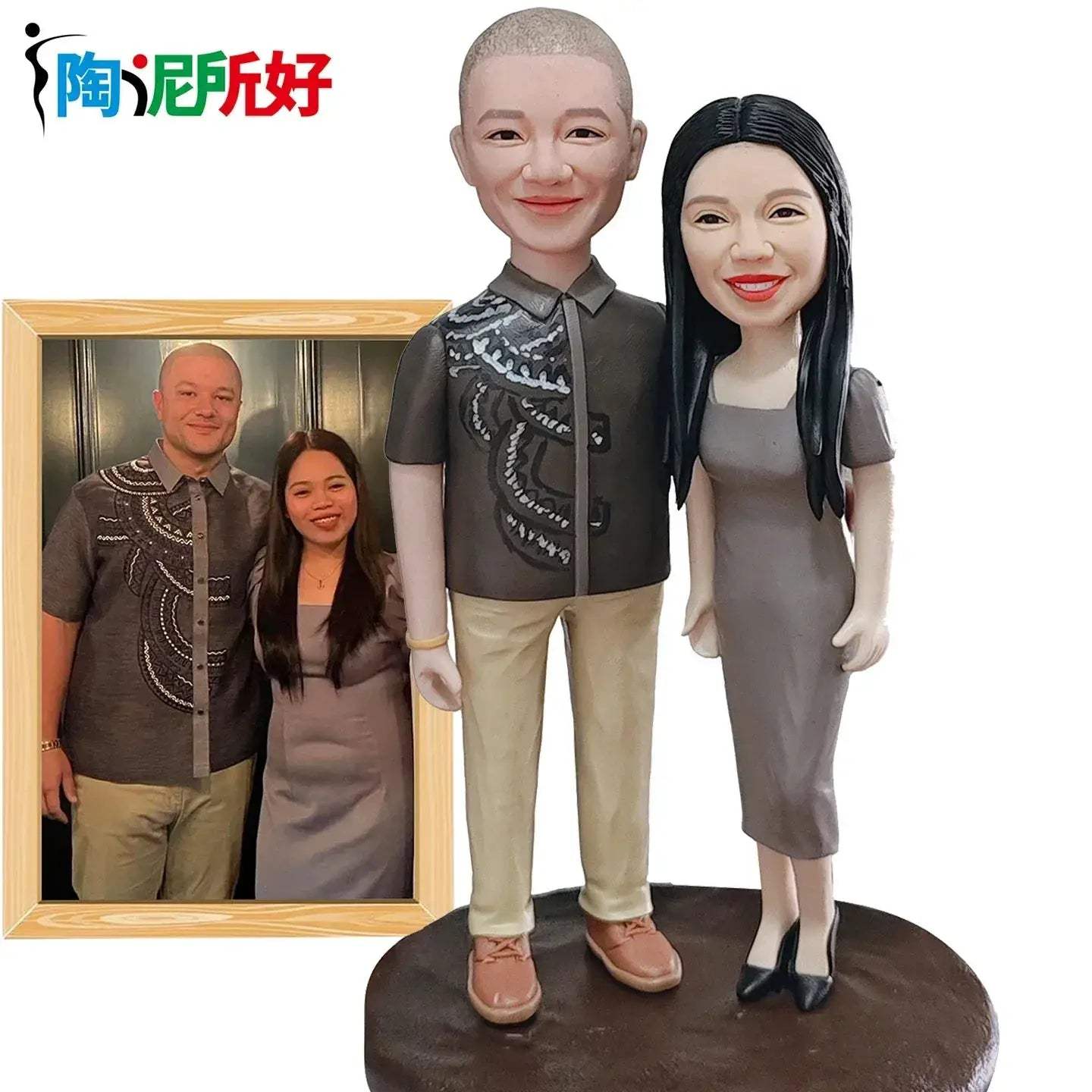 Personalized Clay Bobblehead Figurines With Photos For Wife Anniversary Gift - ToylandEU