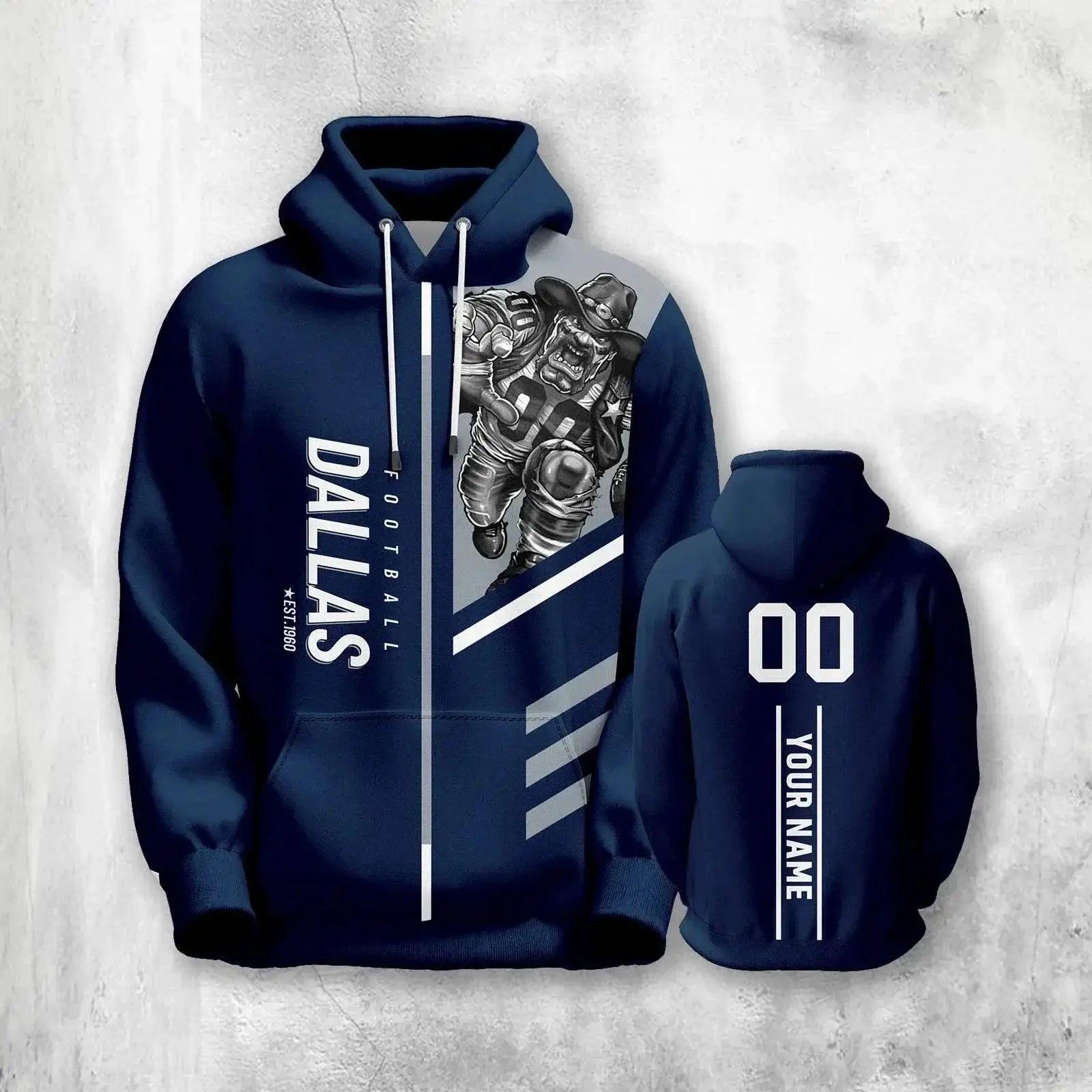  Personalized Dallas City Mascots Football Hoodie - Custom Name & Number Sweatshirt for Fans, Men, Women & Youth -  ToylandEU™