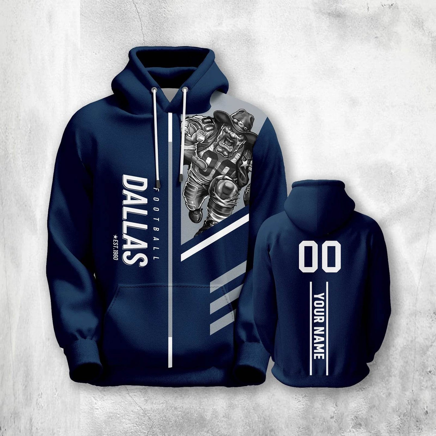 Personalized Dallas City Mascots Football Hoodie - Custom Name & Number Sweatshirt for Fans, Men, Women & Youth - ToylandEU