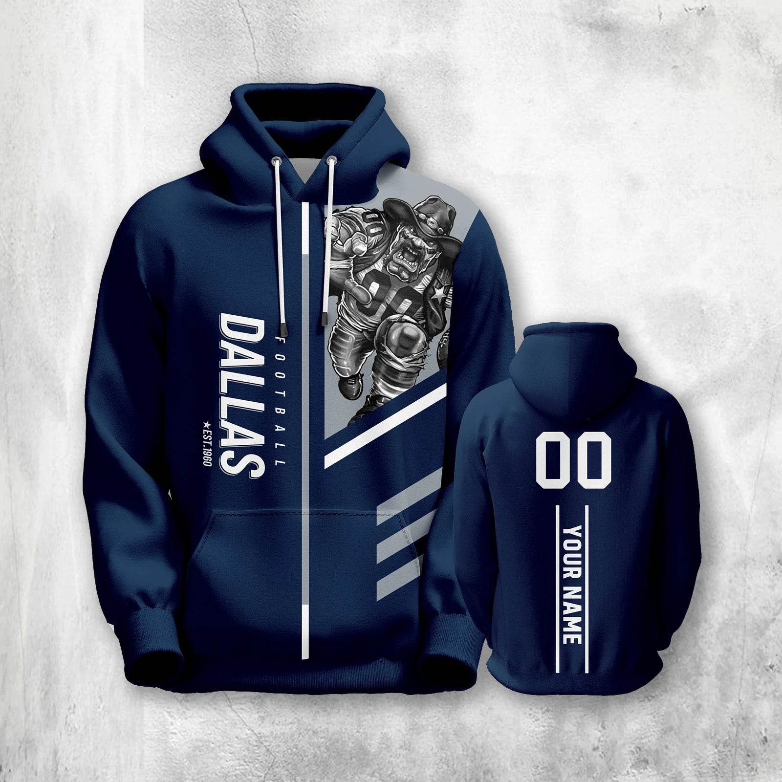 Personalized Dallas City Mascots Football Hoodie - Custom Name & Number Sweatshirt for Fans, Men, Women & Youth - ToylandEU