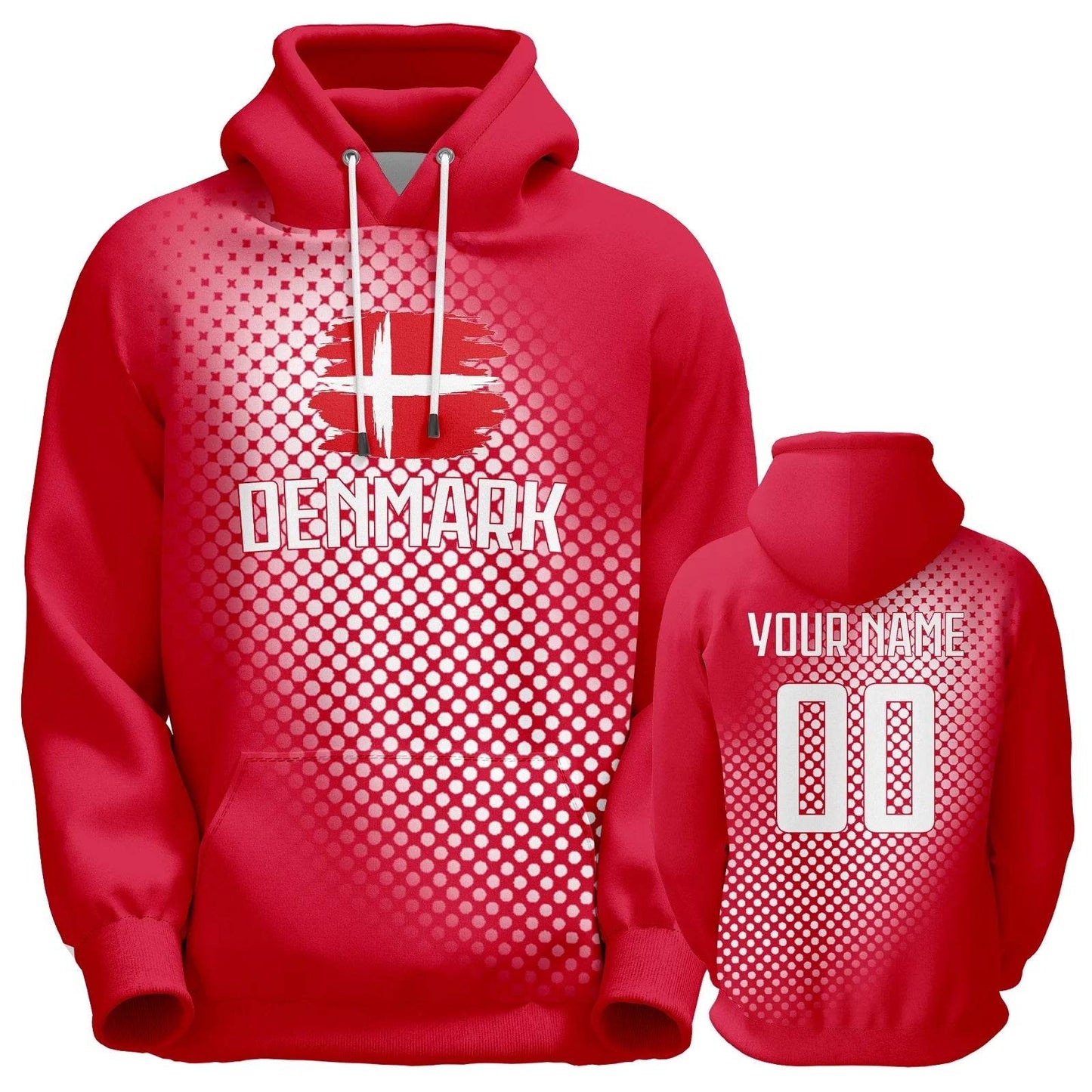 Personalized Denmark Soccer Hoodies for Men, Women, and Youth - Custom Name & Number 3D Printed Football Sweatshirt for Fans - ToylandEU