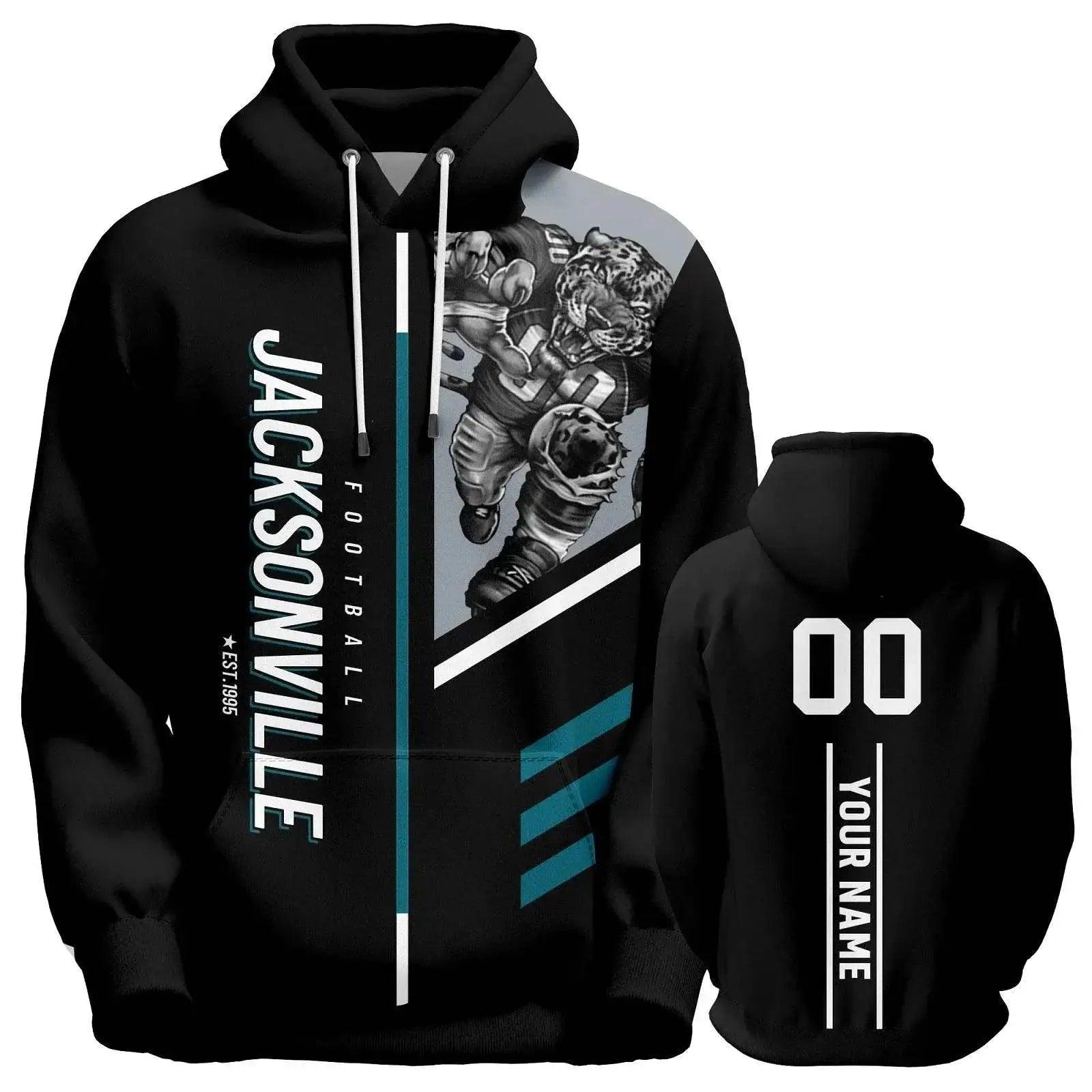  Personalized Jacksonville 3D Print American Football Hoodie with Custom Name & Number - Unisex Sweatshirt for Fans -  ToylandEU™