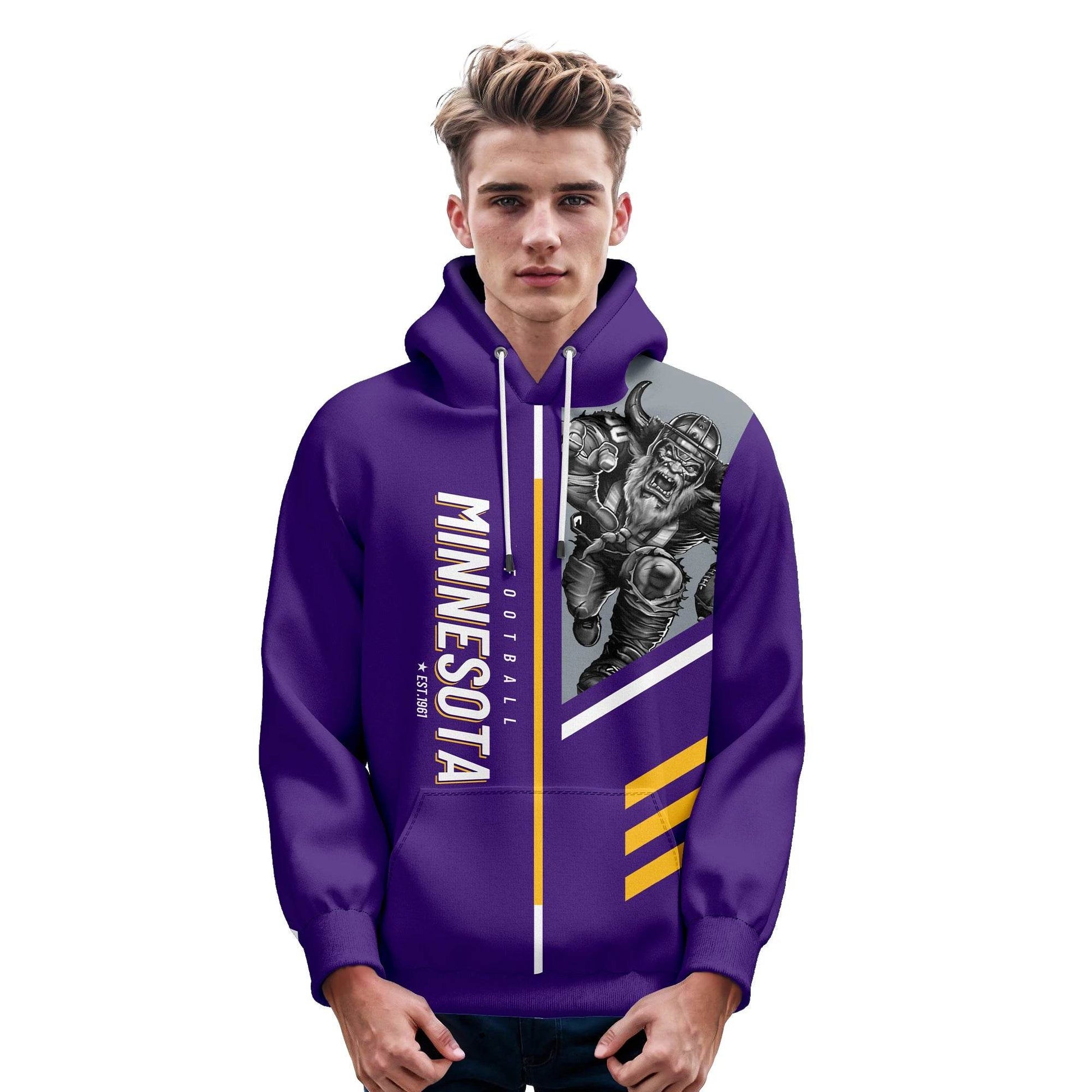 Personalized Minnesota 3D Printed American Football Hoodie - Custom Name and Number Sweatshirt for Men, Women, and Youth Fans - ToylandEU