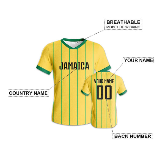 Персонализирана бързосъхнеща футболна фланелка на Ямайка за младежи и възрастни - Персонализирано име и номер Комплект за обучение на спортен отбор - ToylandEU