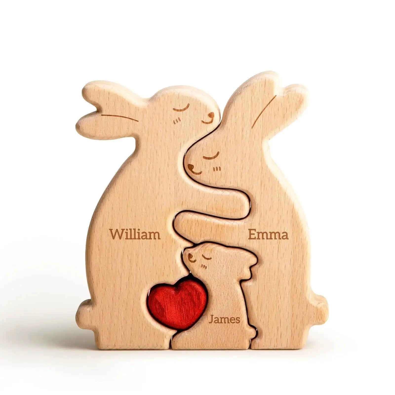 Personalized Rabbit Puzzle Wooden Art With Custom Name Keepsake - ToylandEU