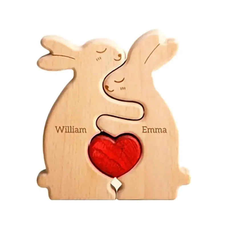 Personalized Rabbit Puzzle Wooden Art With Custom Name Keepsake - ToylandEU