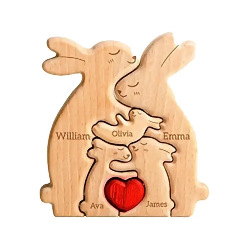Personalized Rabbit Puzzle Wooden Art With Custom Name Keepsake - ToylandEU