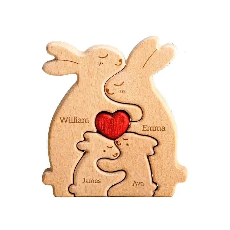 Personalized Rabbit Puzzle Wooden Art With Custom Name Keepsake - ToylandEU
