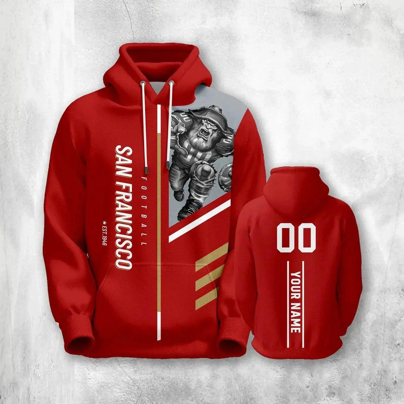  Personalized San Francisco American Football Hoodie - 3D Printed Sweatshirt for Men, Women, and Youth Fans with Custom Name and Number -  ToylandEU™
