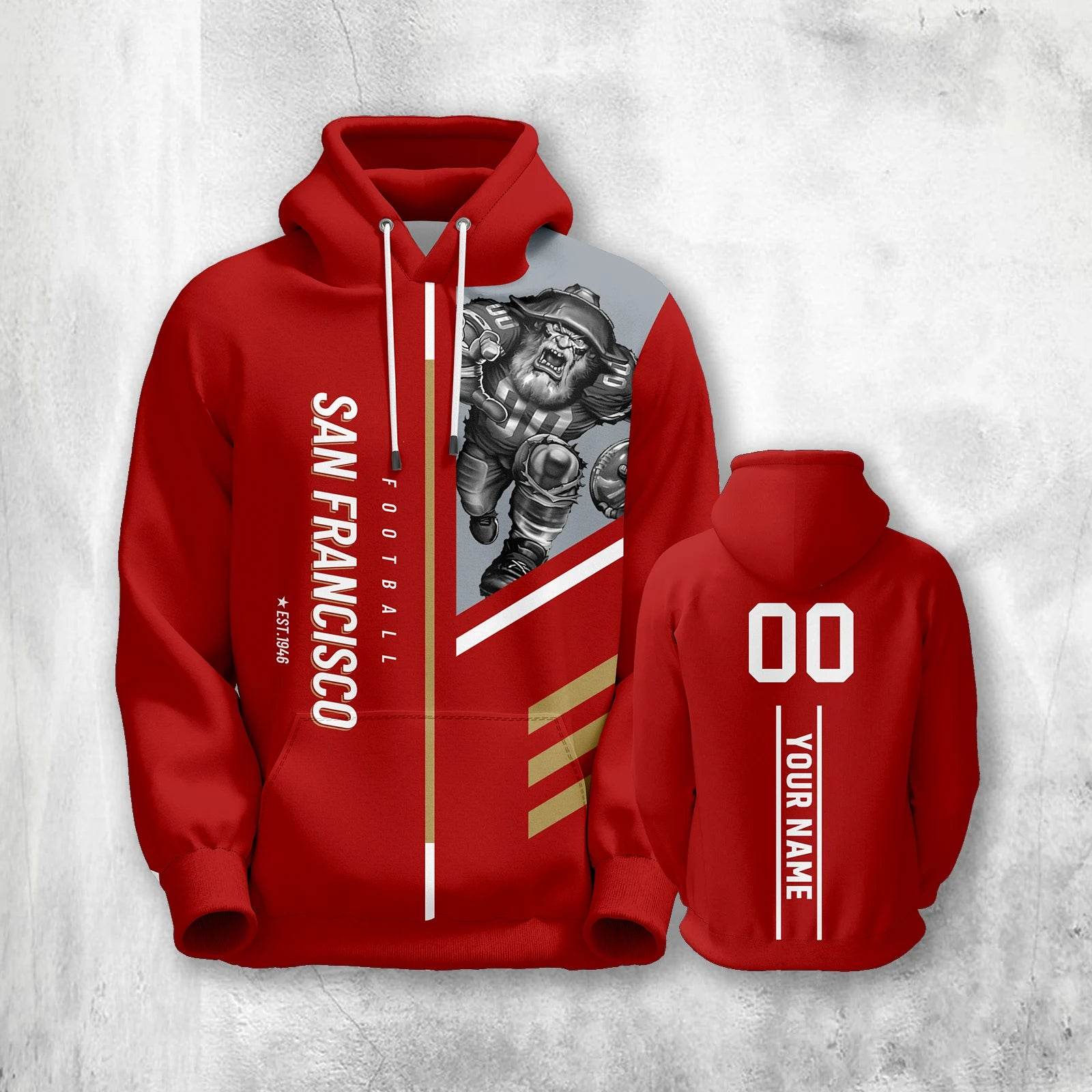 Personalized San Francisco American Football Hoodie - 3D Printed Sweatshirt for Men, Women, and Youth Fans with Custom Name and Number - ToylandEU