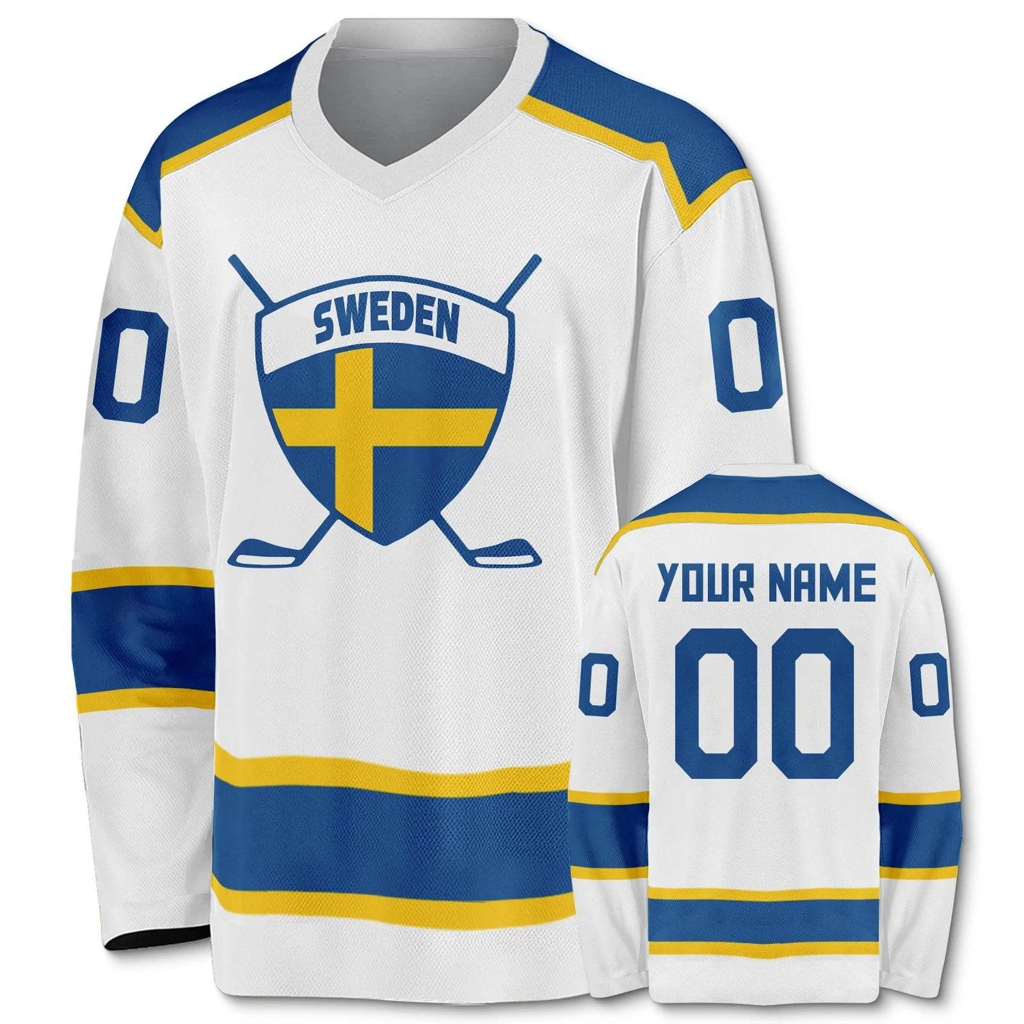 Personalized Sweden Ice Hockey Jersey Customizable Sports Gift