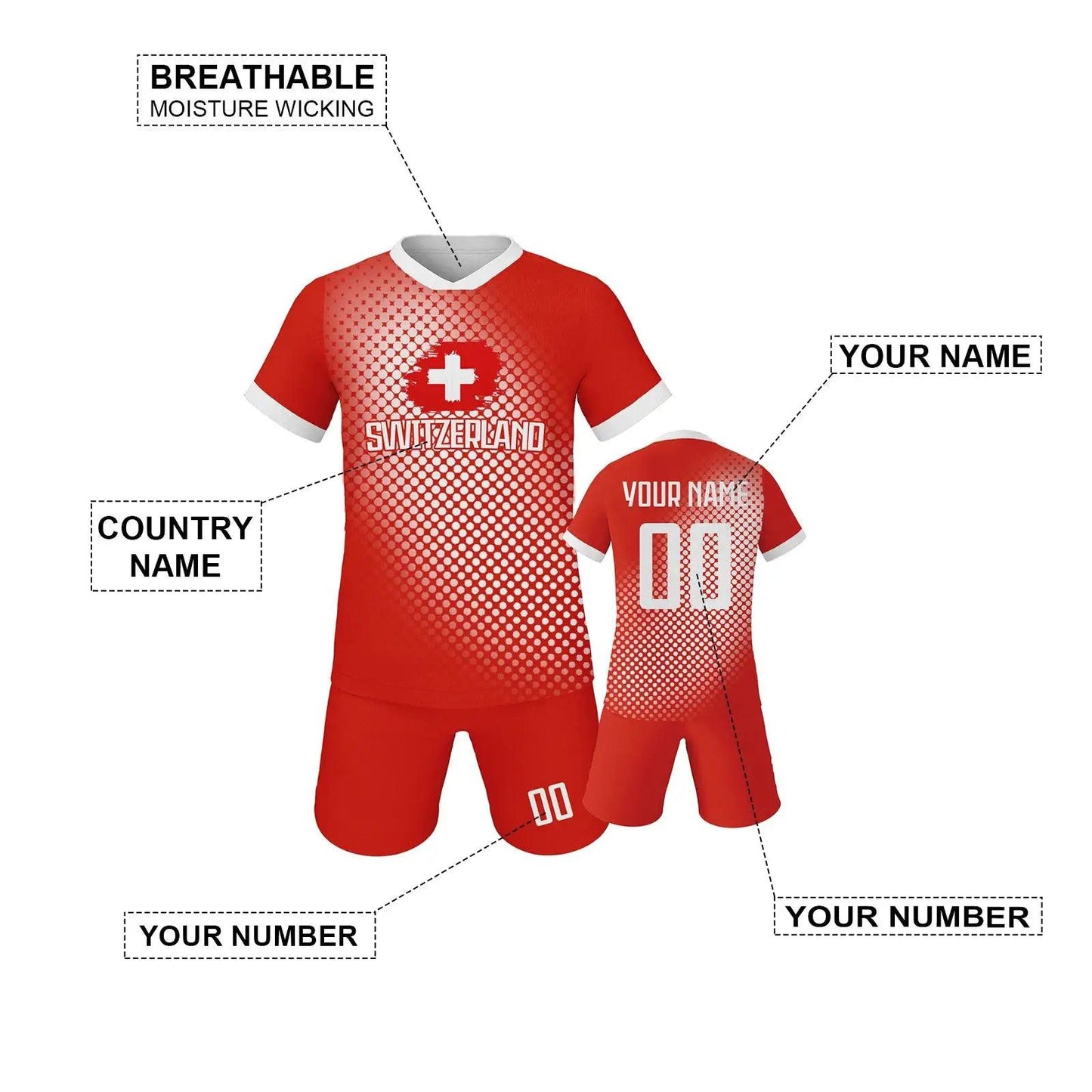  Personalized Switzerland Youth Soccer Jersey With Name -  ToylandEU™