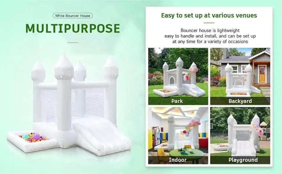  Personalized White 9x9x7ft Inflatable Bouncy Castle with Ball Pit for Toddlers - Free Doorstep Delivery -  ToylandEU™