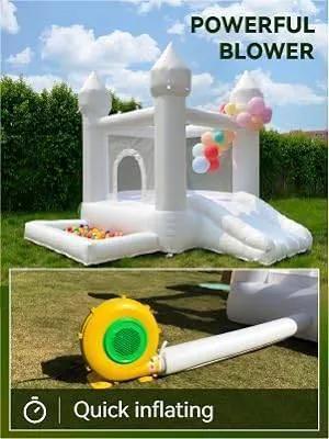  Personalized White 9x9x7ft Inflatable Bouncy Castle with Ball Pit for Toddlers - Free Doorstep Delivery -  ToylandEU™
