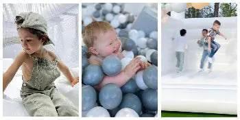  Personalized White 9x9x7ft Inflatable Bouncy Castle with Ball Pit for Toddlers - Free Doorstep Delivery -  ToylandEU™
