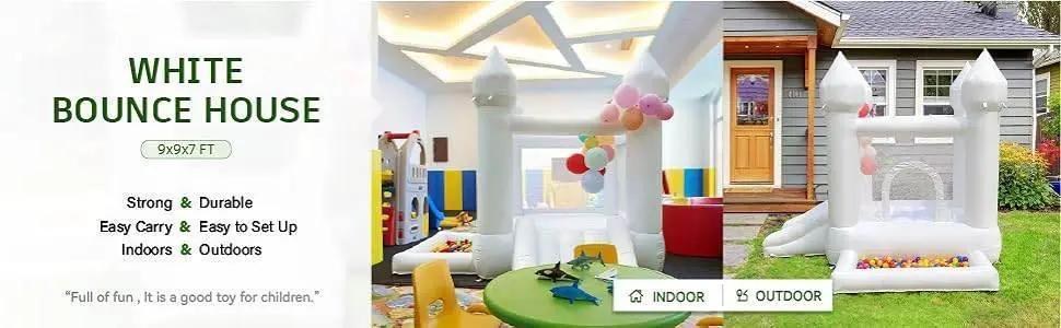  Personalized White 9x9x7ft Inflatable Bouncy Castle with Ball Pit for Toddlers - Free Doorstep Delivery -  ToylandEU™