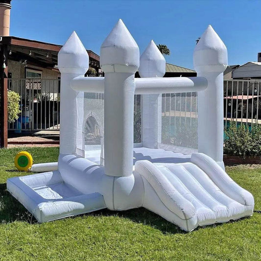 Personalized White 9x9x7ft Inflatable Bouncy Castle with Ball Pit for Toddlers - Free Doorstep Delivery - ToylandEU