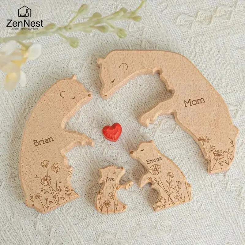 Personalized Wooden Bear Family Name Puzzles For Kids - ToylandEU