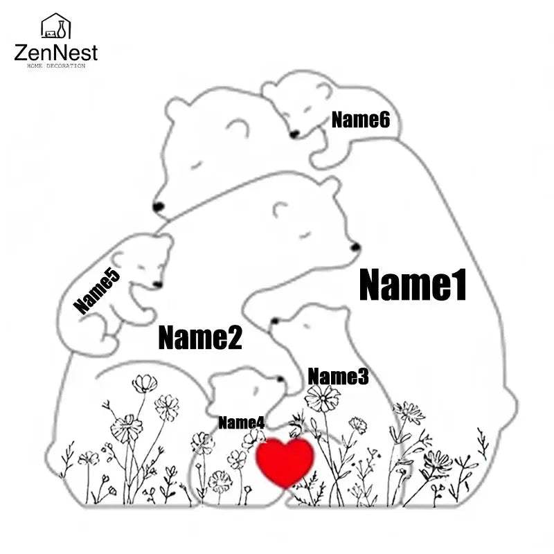 Personalized Wooden Bear Family Name Puzzles For Kids - ToylandEU