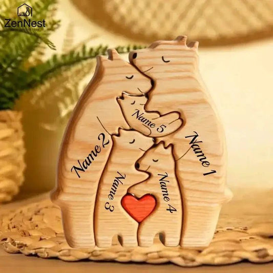  Personalized Wooden Bear Family Puzzle Custom Name -  ToylandEU™