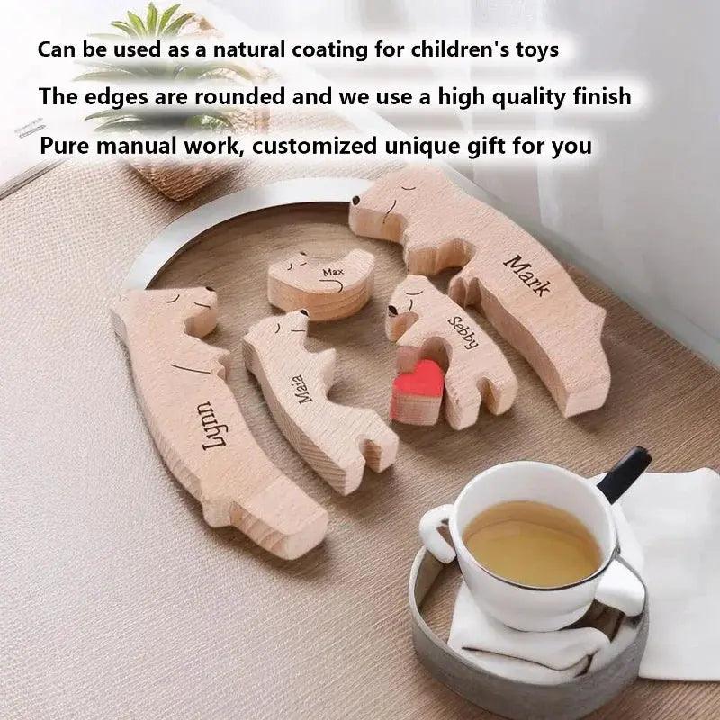  Personalized Wooden Bear Family Puzzle Custom Name -  ToylandEU™