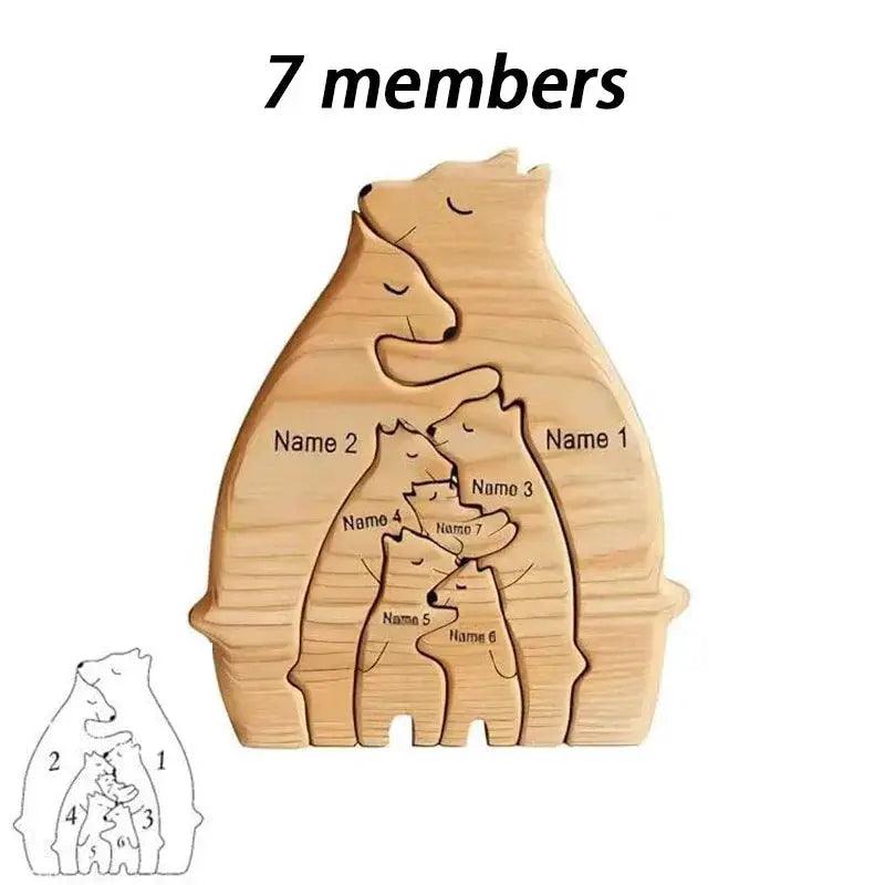  Personalized Wooden Bear Family Puzzle Custom Name -  ToylandEU™