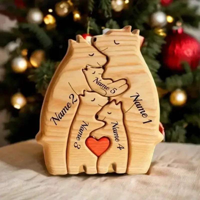 Personalized Wooden Bear Family Puzzle Custom Name Gift - ToylandEU