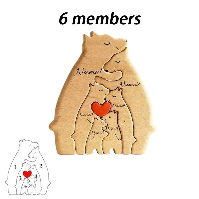 Personalized Wooden Bear Family Puzzle Custom Name Gift - ToylandEU