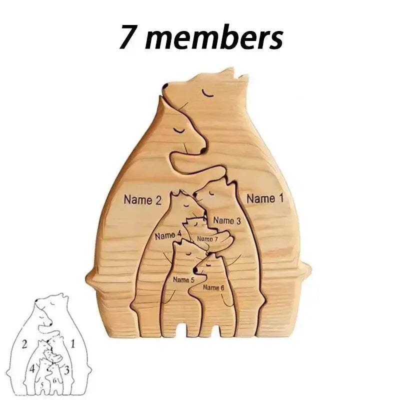 Personalized Wooden Bear Family Puzzle Custom Name Gift - ToylandEU