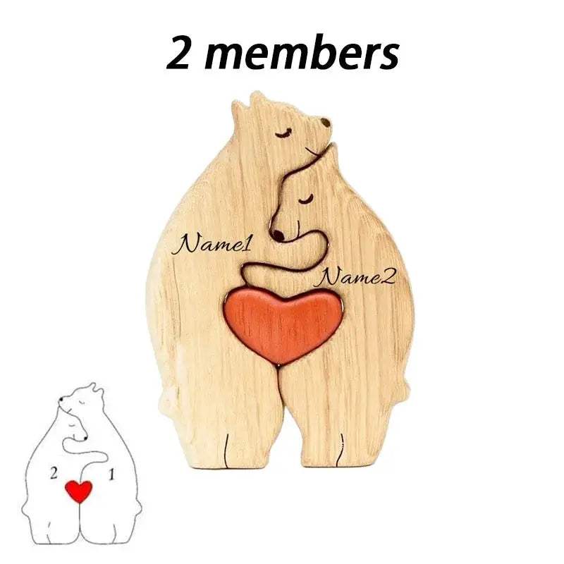 Personalized Wooden Bear Family Puzzle Custom Name Gift - ToylandEU