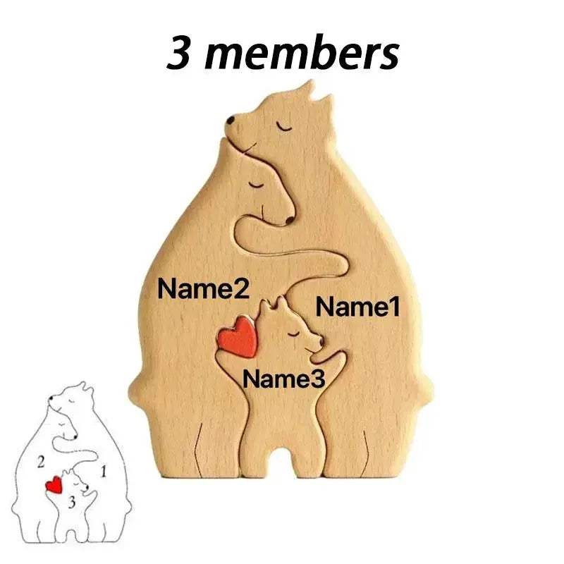 Personalized Wooden Bear Family Puzzle Custom Name Gift - ToylandEU