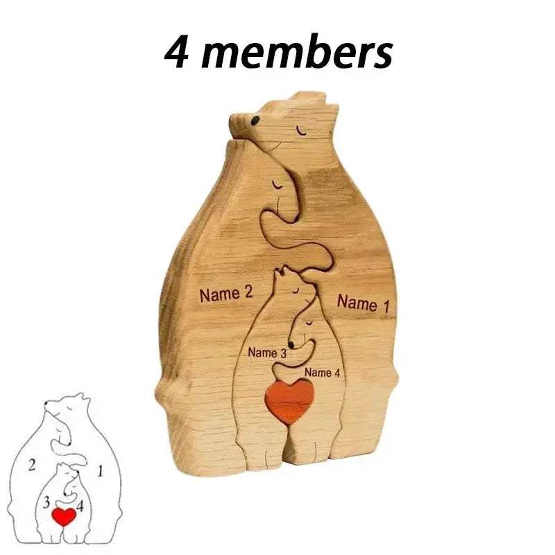 Personalized Wooden Bear Family Puzzle Custom Name Gift - ToylandEU
