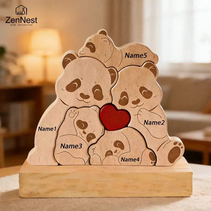 Personalized Wooden Bear Puzzle With Custom Names For Home Decor - ToylandEU