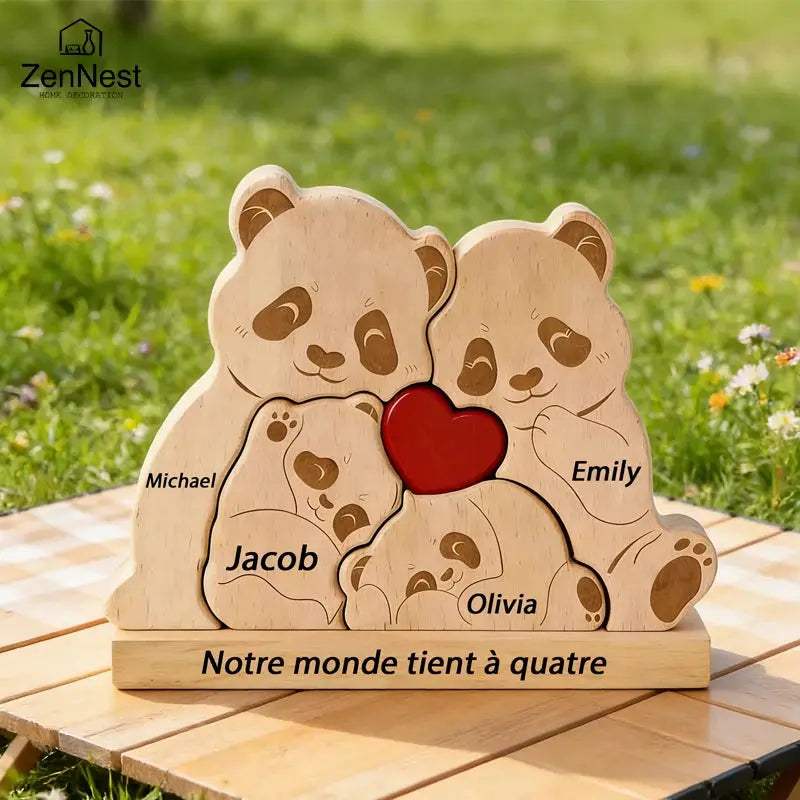 Personalized Wooden Bear Puzzle With Custom Names For Home Decor - ToylandEU