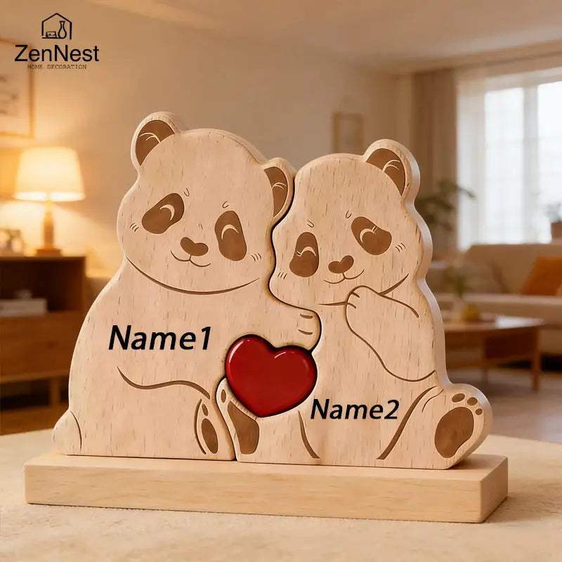 Personalized Wooden Bear Puzzle With Custom Names For Home Decor - ToylandEU
