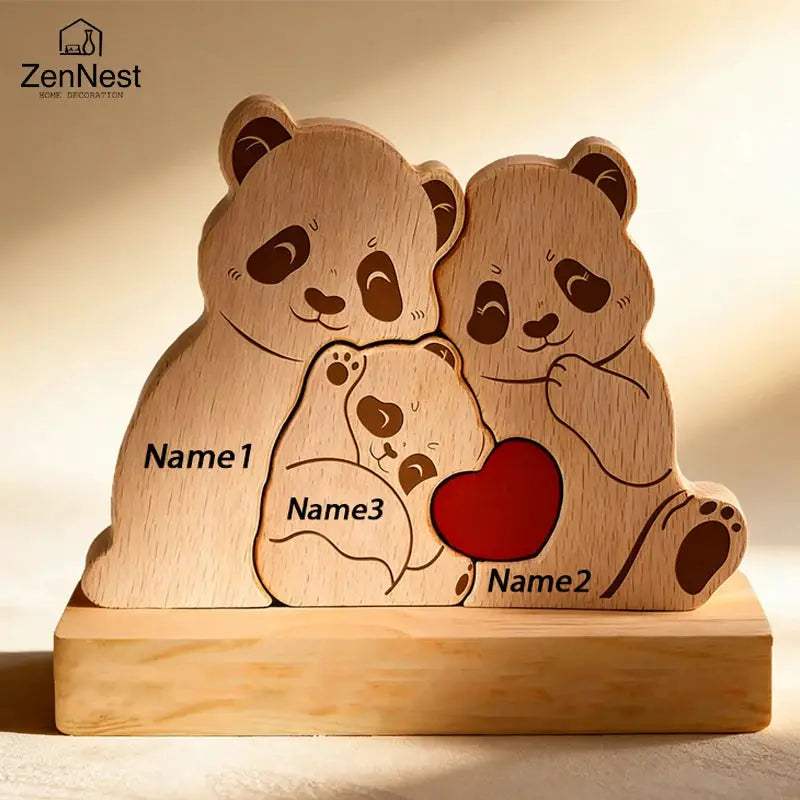 Personalized Wooden Bear Puzzle With Custom Names For Home Decor - ToylandEU