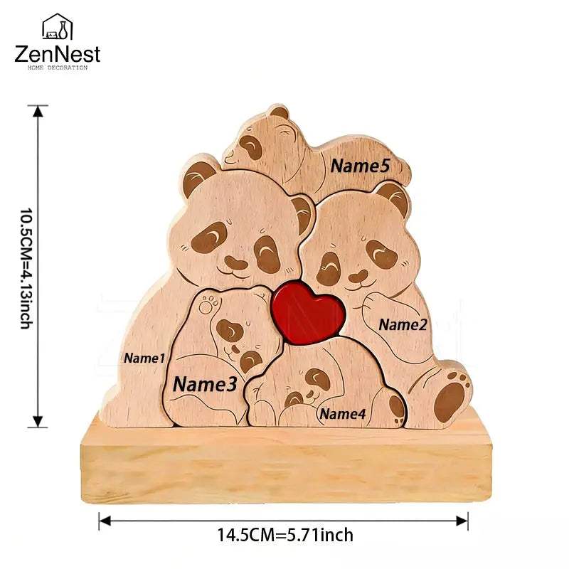 Personalized Wooden Bear Puzzle With Custom Names For Home Decor - ToylandEU