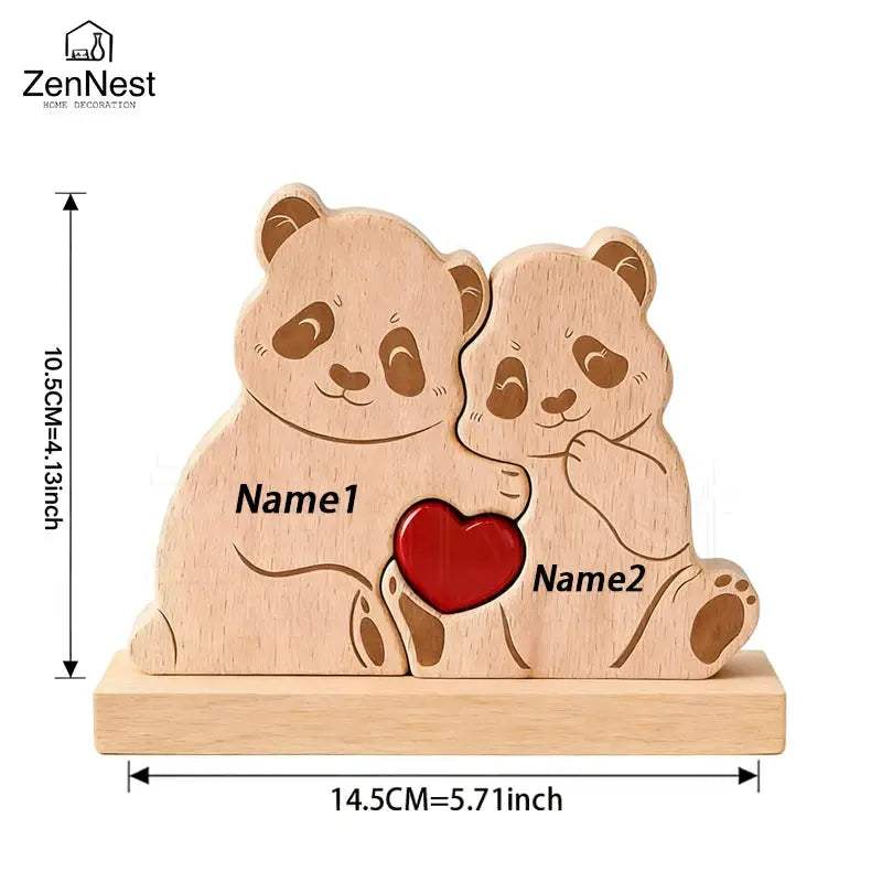 Personalized Wooden Bear Puzzle With Custom Names For Home Decor - ToylandEU