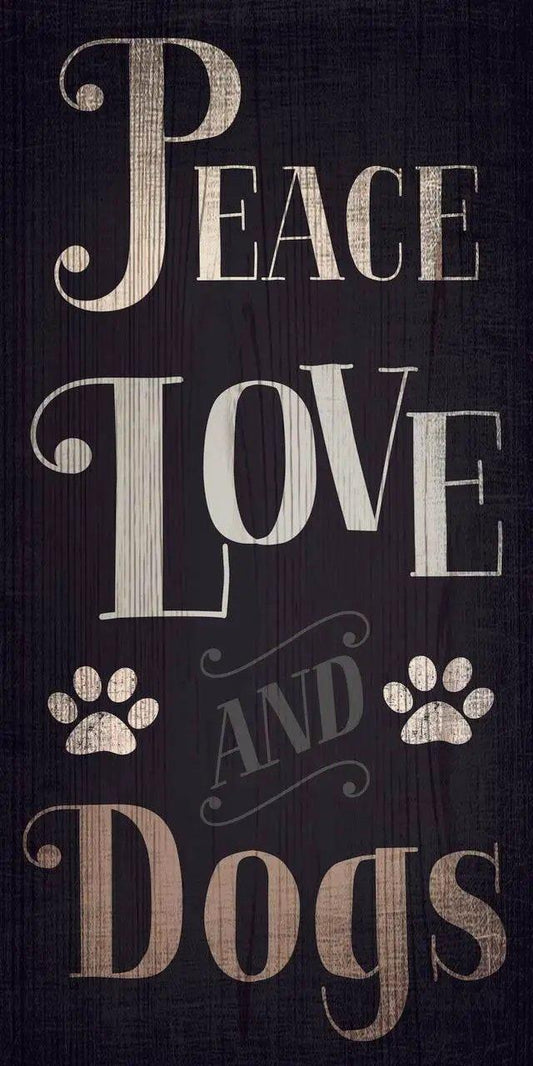  Pet Sign Wood Peace Love Dogs 5x10 Inch Hanging Sign -  ToylandEU™