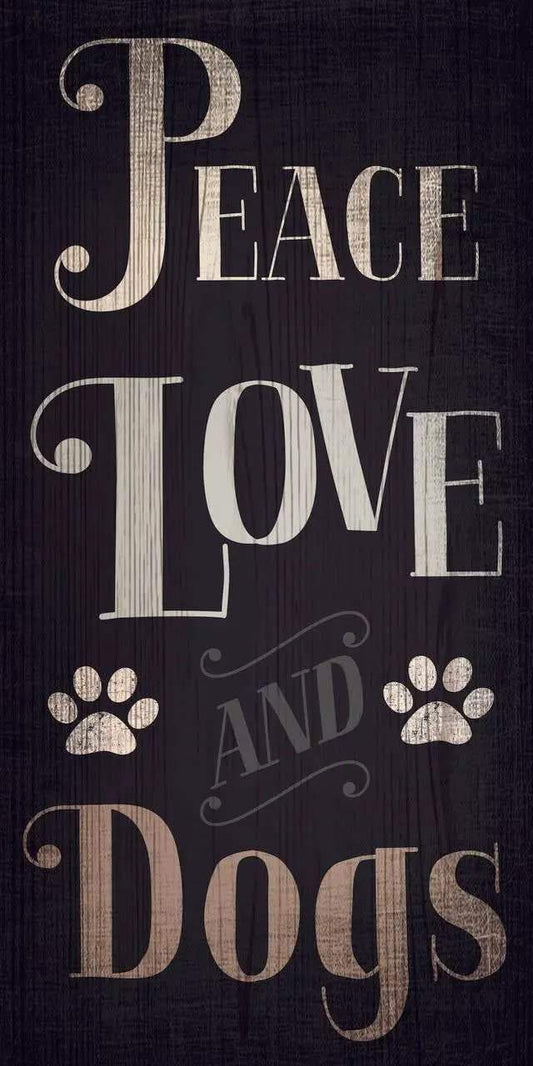  Pet Sign Wood Peace Love Dogs 5x10 Inch Hanging Sign -  ToylandEU™