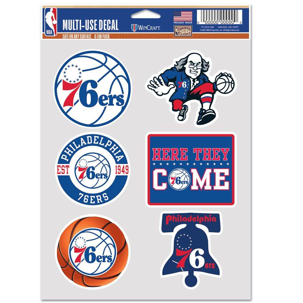 Philadelphia 76ers Decal Multi Use Fan Pack 6 Collection - ToylandEU