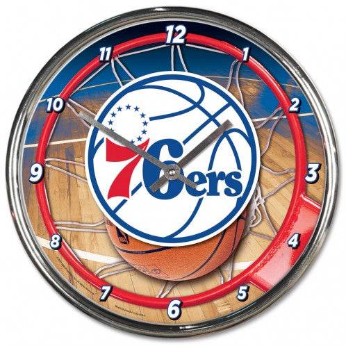 Philadelphia 76ers Round Chrome Wall Clock 12 Inch - ToylandEU