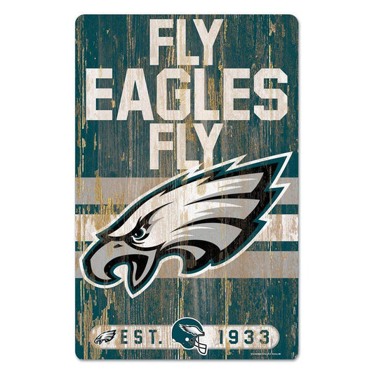 Philadelphia Eagles 11x17 Wood Slogan Sign With Team Colors - ToylandEU