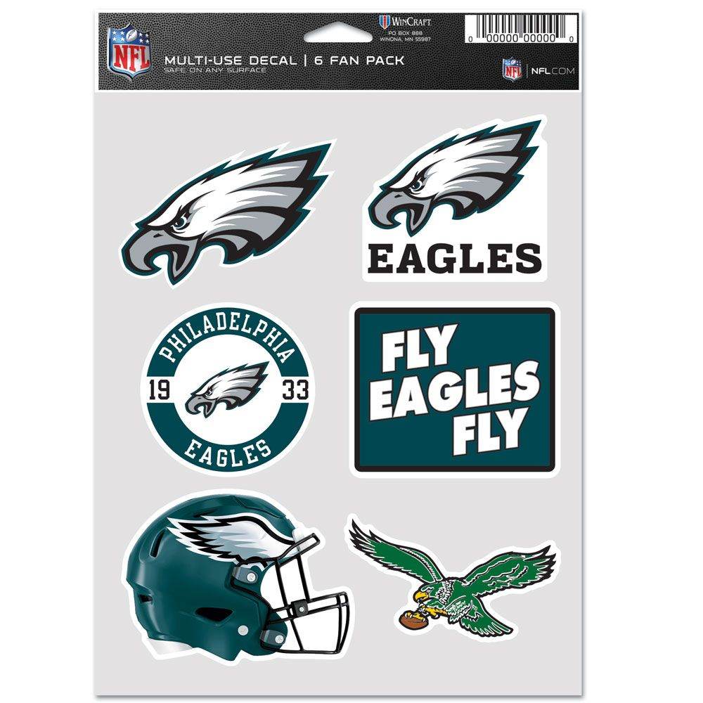 Philadelphia Eagles Decals Multi Use Fan Pack Of Six - ToylandEU