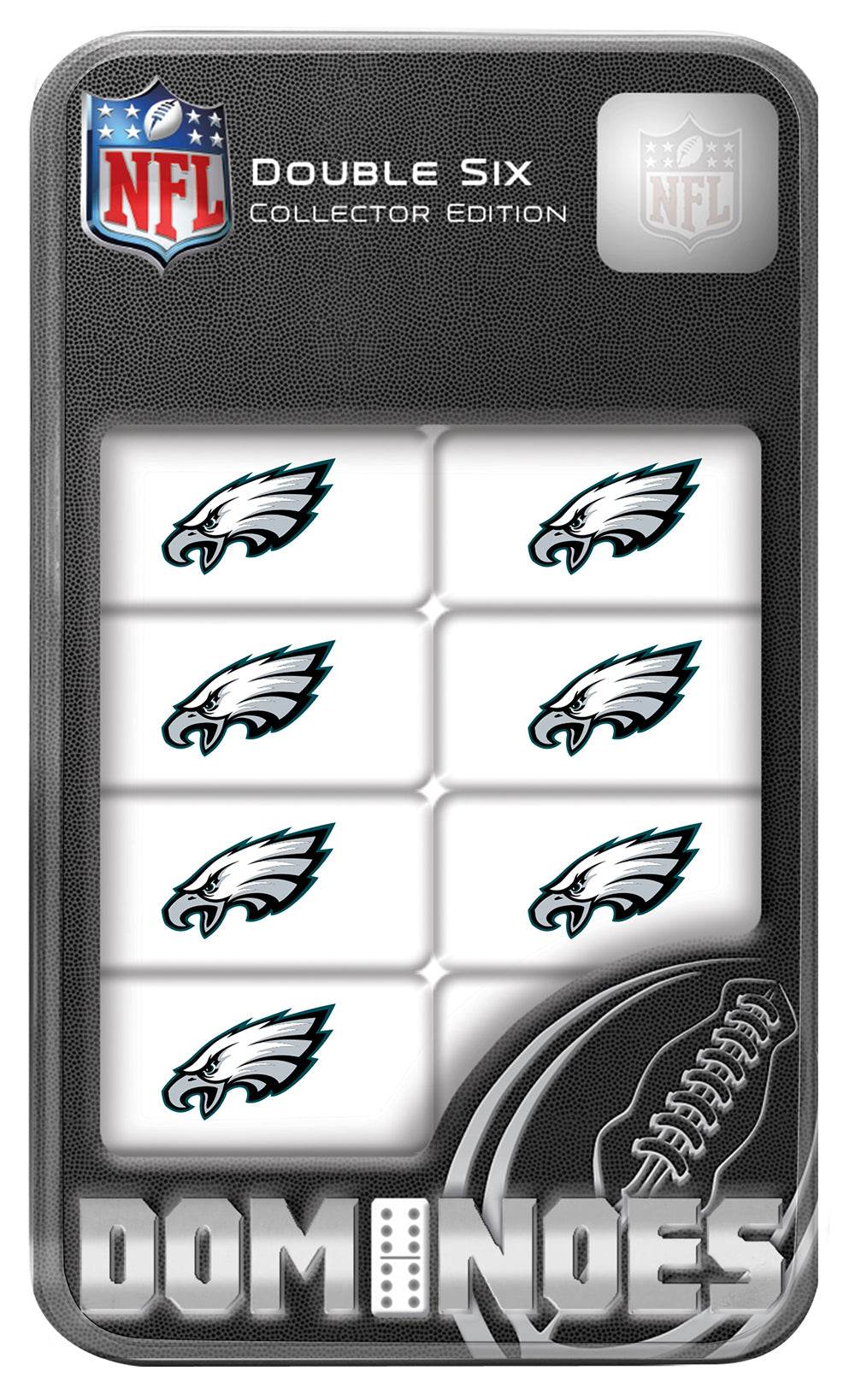 Philadelphia Eagles Dominoes Set Double Sixes Tin Box - ToylandEU