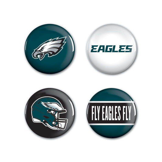 Philadelphia Eagles Four Pack Logos Buttons With Safety Pin - ToylandEU