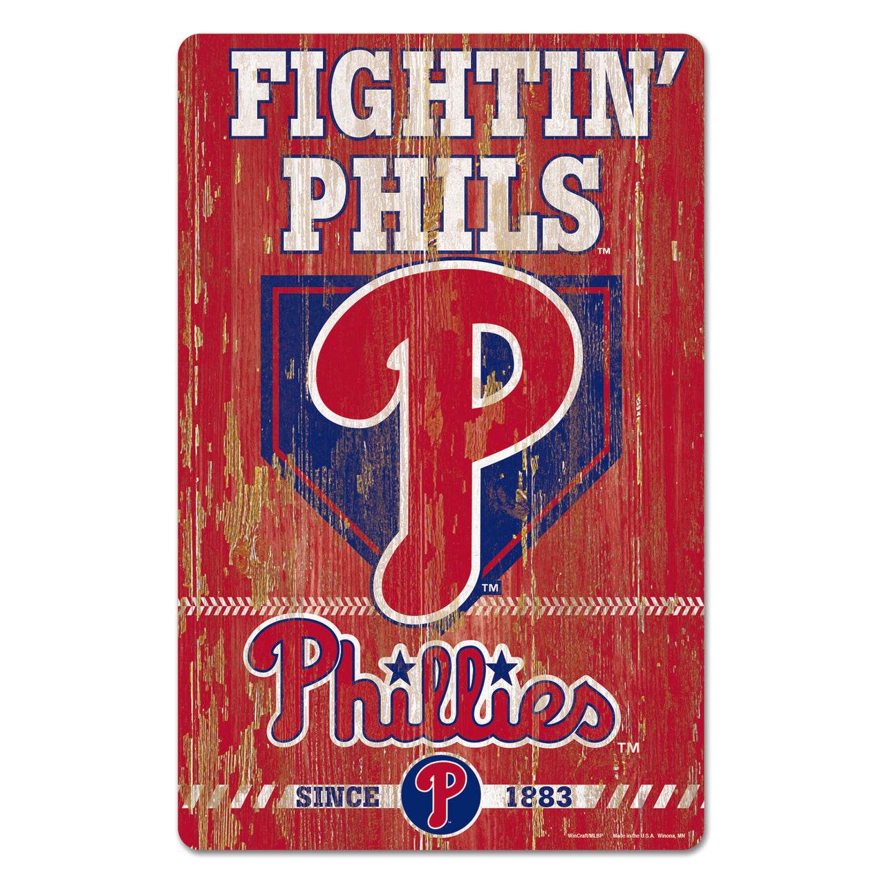 Philadelphia Phillies 11x17 Wood Sign Slogan Wincraft - ToylandEU
